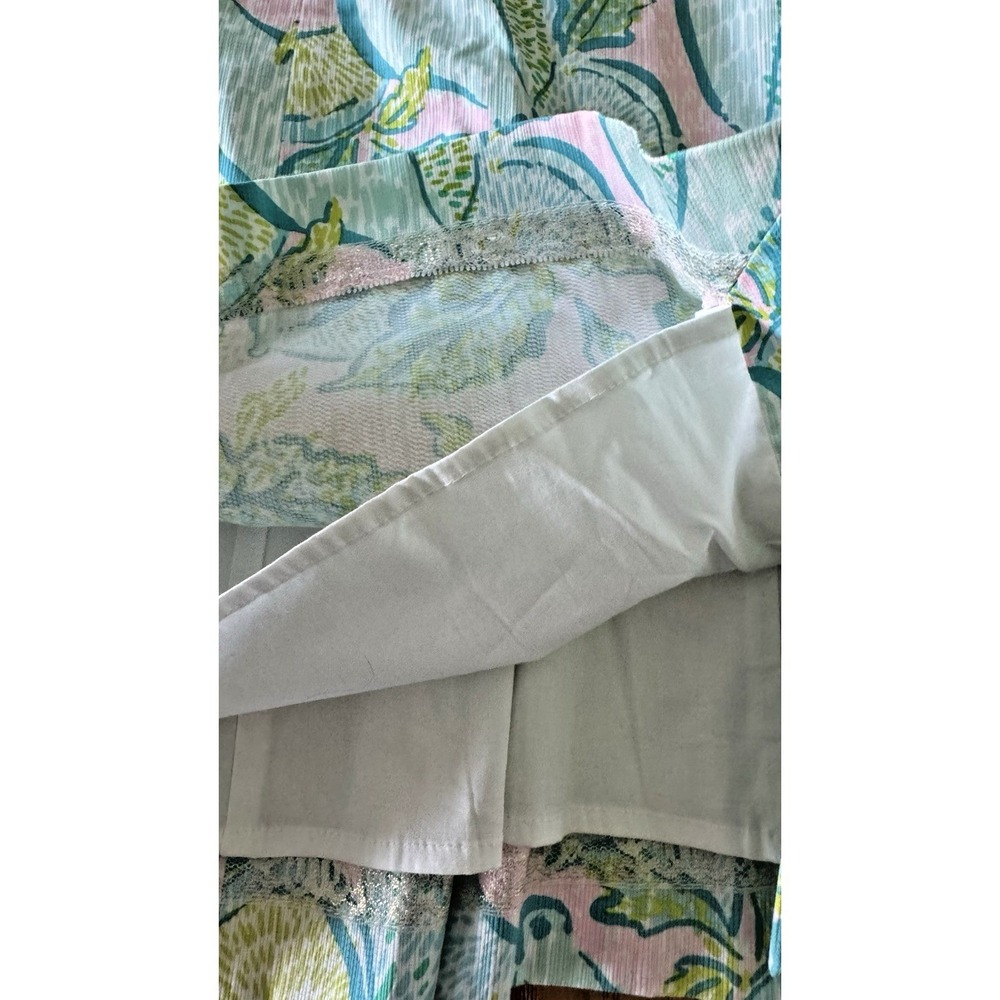 Lilly Pulitzer Sz 10 Scalloped Shift Dress Pink Green Leaf Print Coastal Resort - Picture 6 of 10